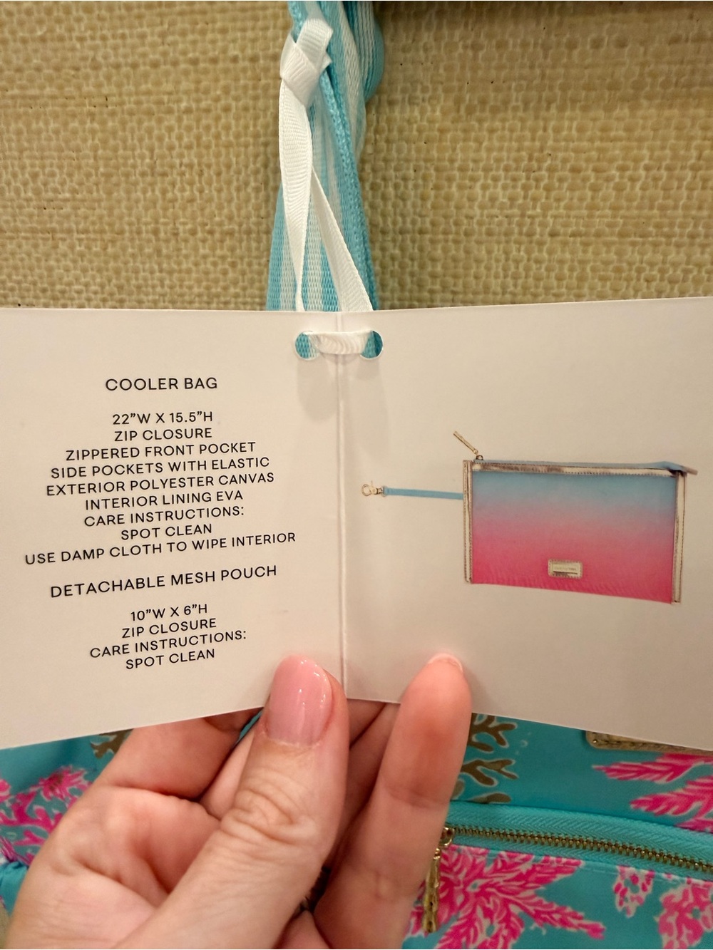 NWT Lilly Pulitzer Cooler Bag, Royal Coral with Strap and Mesh Pouch - Picture 3 of 4